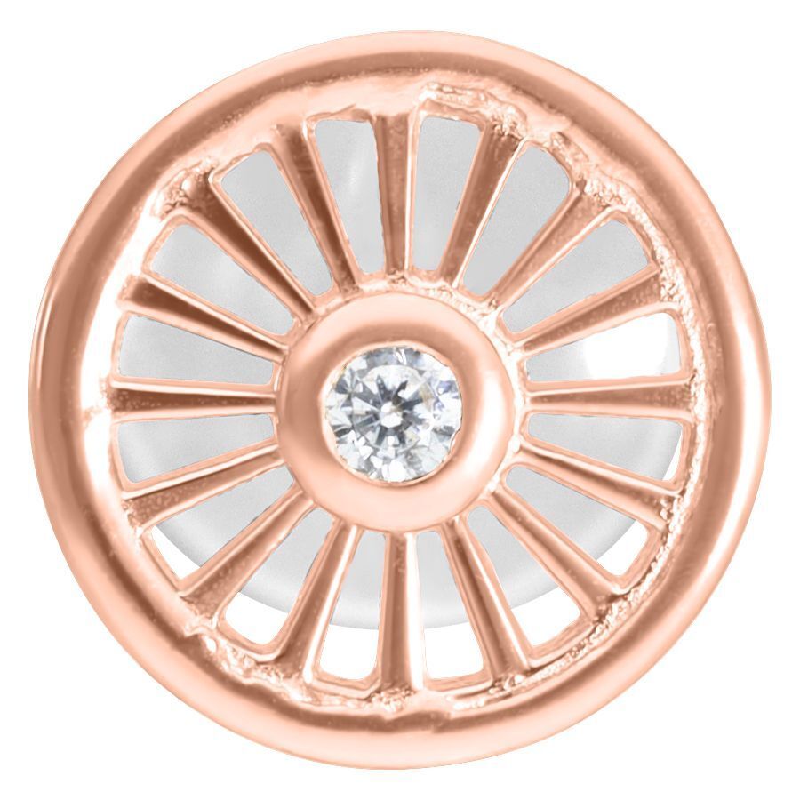 Roségoldenes Labret mit Push-Fit System und funkelndem Stein auf weißem Hintergrund