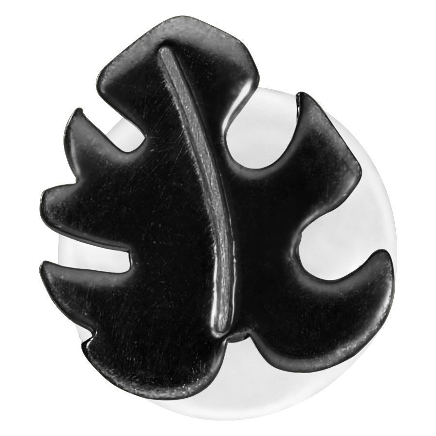 Schwarzes Monstera Labret mit Push-Fit, glänzendes Blattdesign