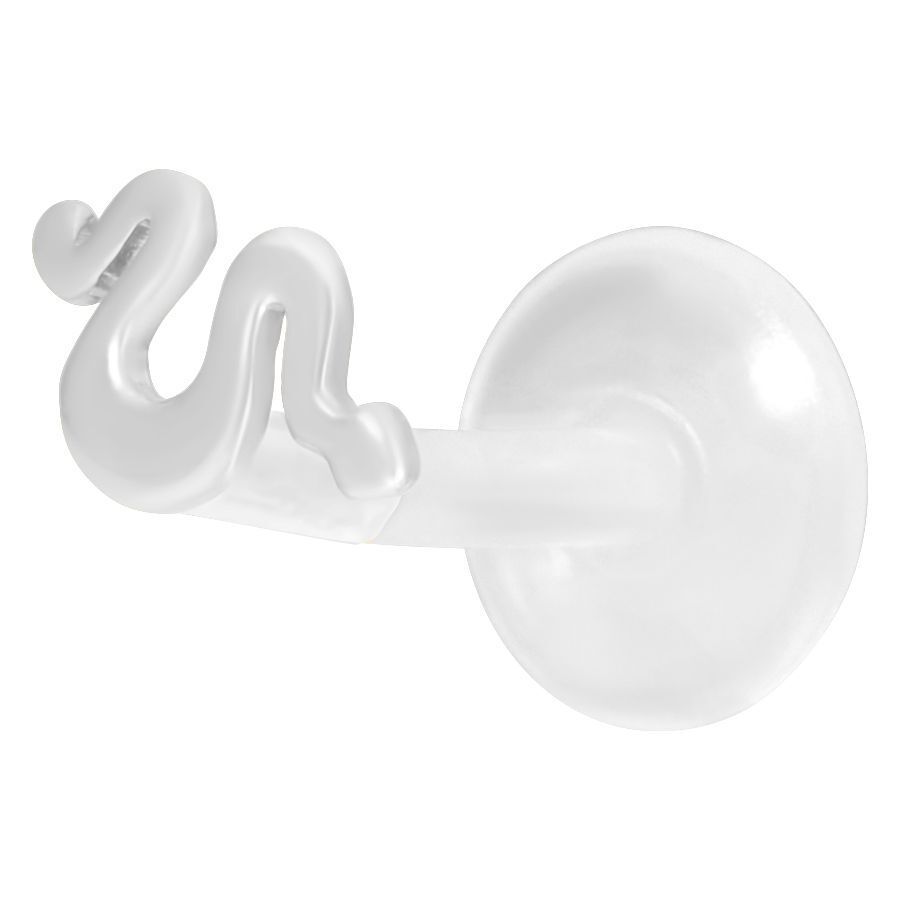 Silbernes Schlangen-Labret-Piercing auf weißem Hintergrund