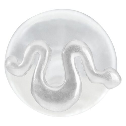 Silbernes Snake Push-Fit Labret Piercing auf weißem Hintergrund