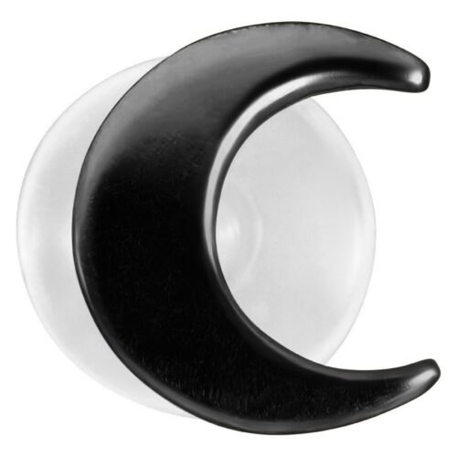 Schwarzes Moon Push-Fit Labret aus Bioplast auf weißem Hintergrund