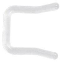 Transparenter, gebogener Septum Keeper aus flexiblem Bioplast auf weißem Hintergrund