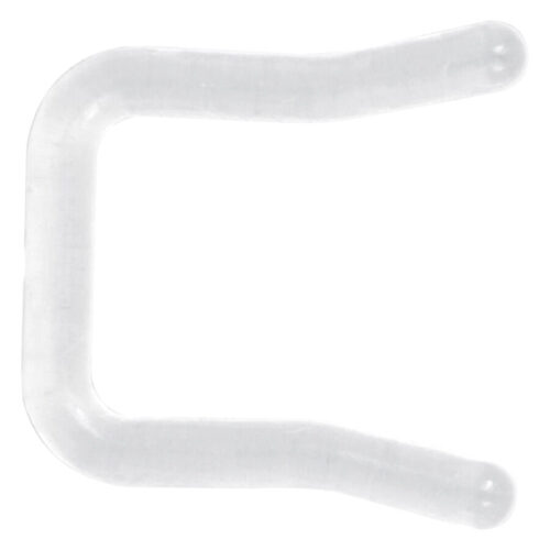 Transparenter, gebogener Septum Keeper aus flexiblem Bioplast auf weißem Hintergrund