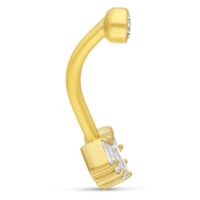 Goldenes Microbananabell aus 18K mit klarem Kristall auf weißem Hintergrund