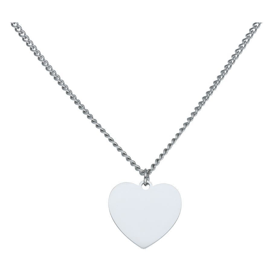 Silberne gravierbare Herz-Kette aus Stahl Silberne Kette mit gravierbarem Herzanhänger, neutraler Hintergrund