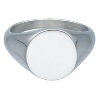 Silberner Gravierbarer Basic Ring 316L Silberner Ring aus Chirurgenstahl 316L auf weißem Hintergrund