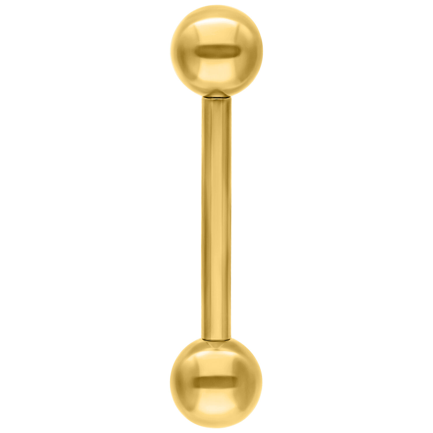 Goldenes Barbell aus Titan mit 6,0 mm Länge und 3,0 mm Stärke auf weißem Hintergrund
