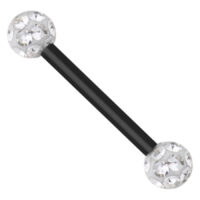 Titan Barbell mit klaren Kristallen, 8mm Schwarzer Titan Barbell mit klaren Kristallen, 1,2 mm Stärke, 8,0 mm Länge