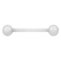 Klares Micro Barbell aus Bioplast mit zwei Kugeln, auf weißem Hintergrund