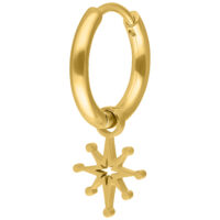 Goldene Mini Polar Star Creolen Goldene Creole mit sternförmigem Anhänger auf weißem Hintergrund