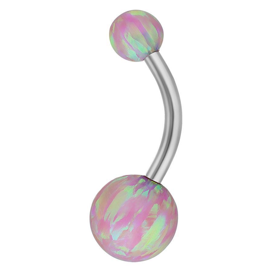 Rosa Opal Bananabell aus Titan, 8,0 mm Länge, auf weißem Hintergrund