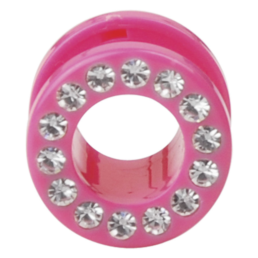 Pink Acryl Tunnel mit Kristallen Rosa Acryl Tunnel mit klaren Kristallen für Ohr-Piercing