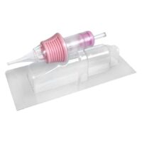 Premium PMU Medium Taper Cartridge 20 Stk Rosa und transparente PMU Kartusche auf weißem Hintergrund