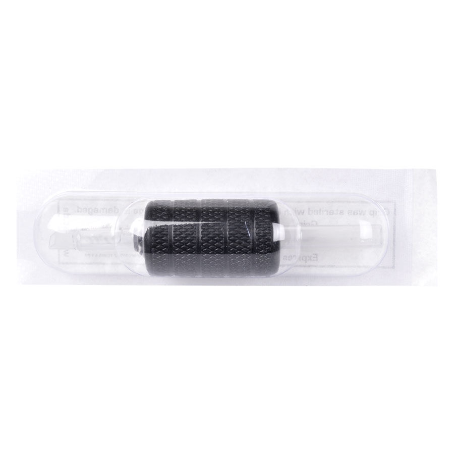 Schwarzer Hartgummi-Griff mit flachem Ende Schwarzer Hartgummi-Griff mit flacher Spitze in transparenter Verpackung