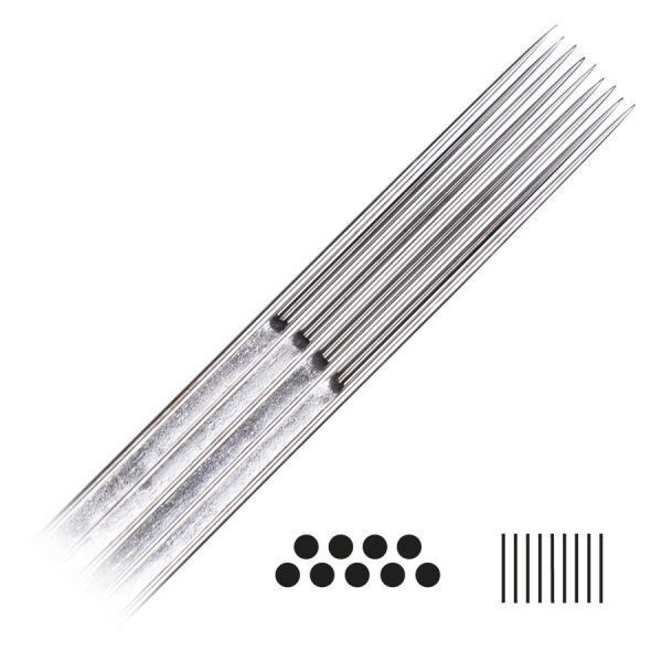 Magnum Long Taper Tattoonadeln aus Chirurgenstahl auf weißem Hintergrund