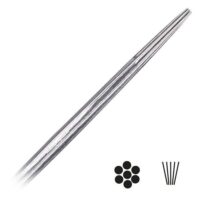 Runde Tattoonadel Long Taper 50 Stk Silberne runde Tattoonadel mit Long Taper auf weißem Hintergrund