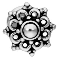 Silbernes Mandala Labret Piercing mit Push Fit Mandala Labret