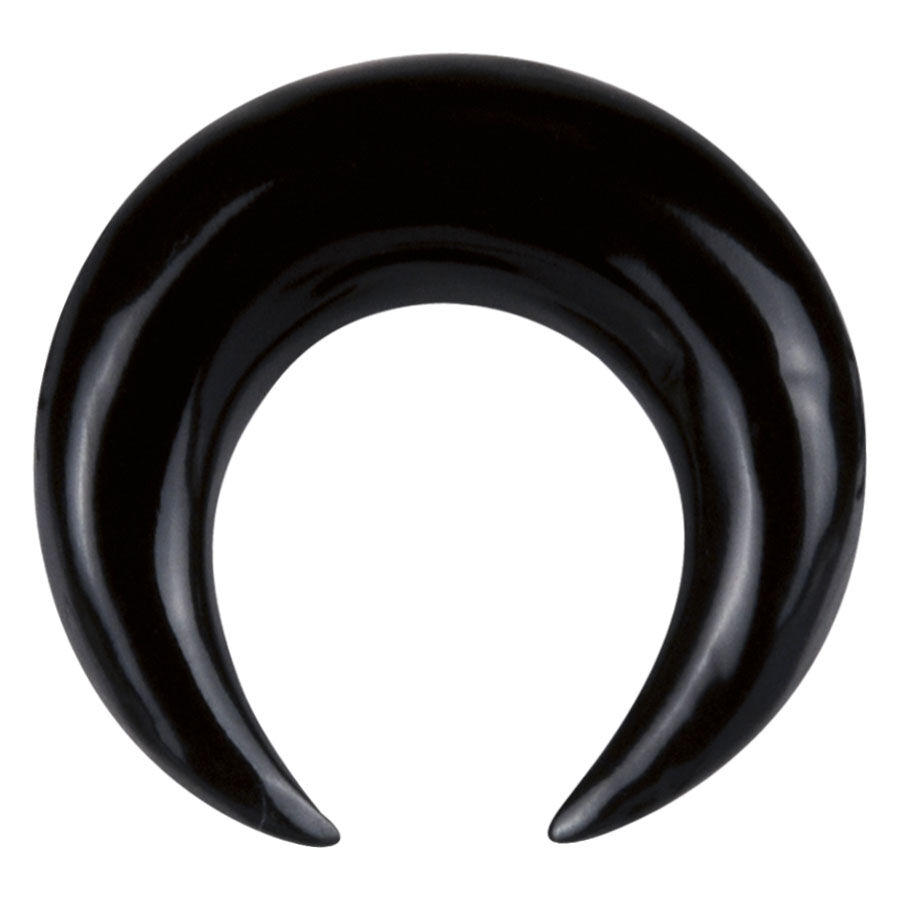 Schwarzes Hornsichel Piercing auf weißem Hintergrund, unisex