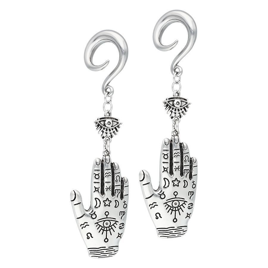 Hamsa Hand Ohrgewichte in Silber und Gold Hamsa Hand Ear Weights