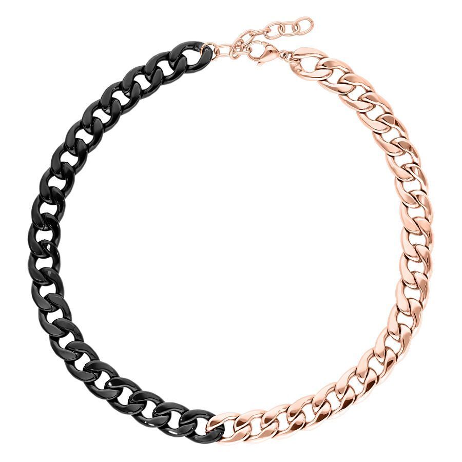 Chunky Kette aus Chirurgenstahl 316L, Hälfte in Roségold, Hälfte in Schwarz