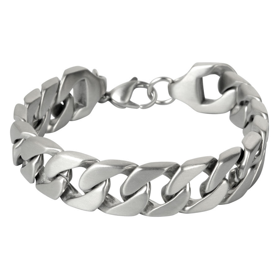 Silbernes Armband aus Chirurgenstahl 316L auf weißem Hintergrund