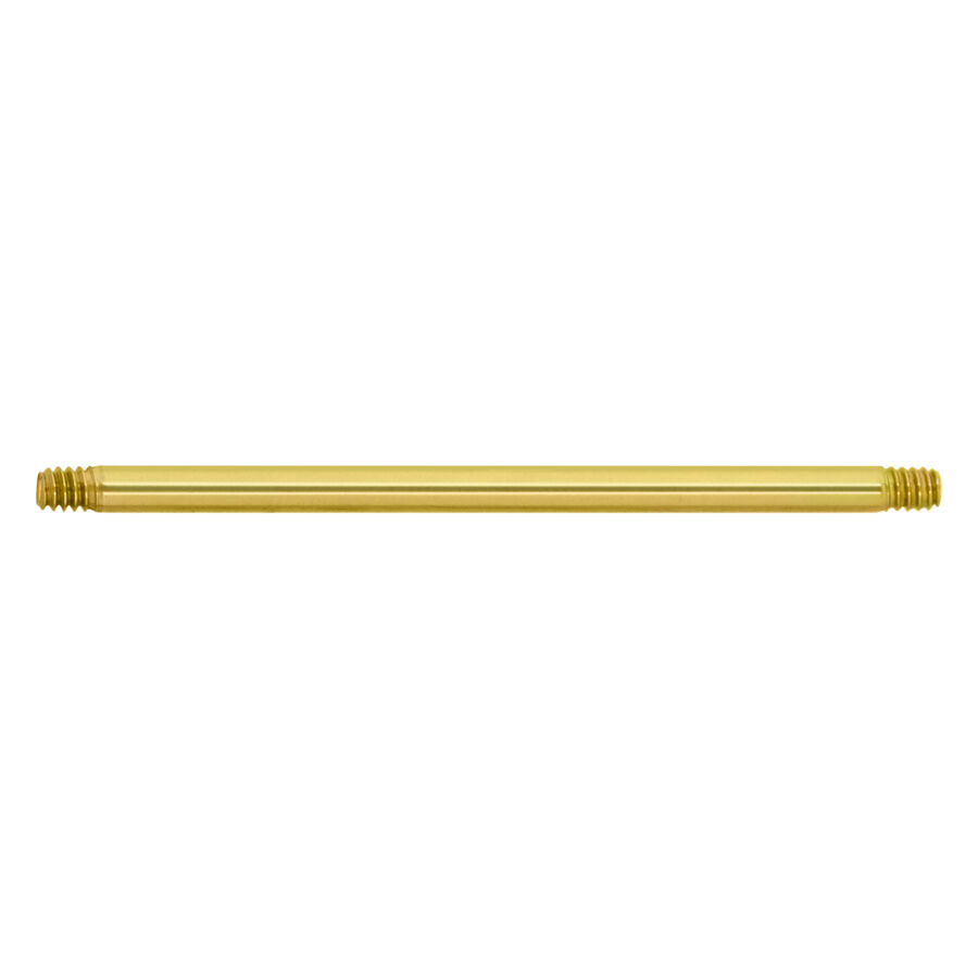 Gelber gerader Titanstab, 1,6 mm Stärke, 25 mm Länge, auf weißem Hintergrund
