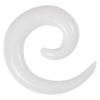 Weiße Acrylspirale in geschwungener Form auf neutralem Hintergrund