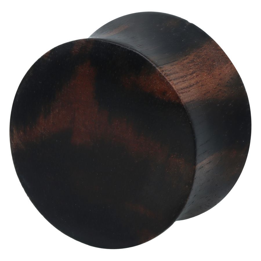 Edler Ebonywood Plug aus Holz, unisex Runder Plug aus dunklem Ebonywood vor weißem Hintergrund