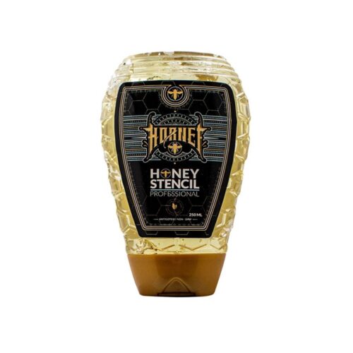 Transparente Flasche Honey Stencil mit schwarzem Etikett, 250 ml