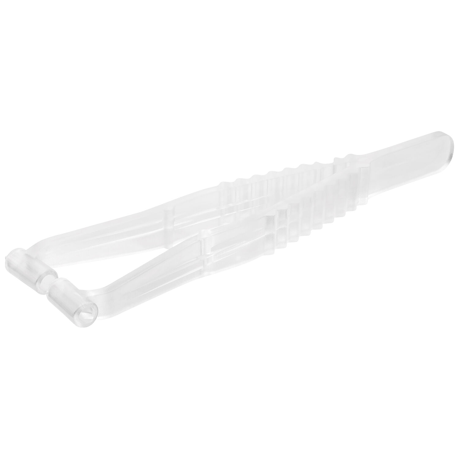 Sterile Septum Piercingzange transparent Transparente sterile Septum Piercingzange auf weißem Hintergrund