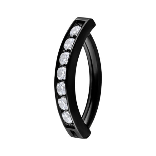 Crystal Belly Arch Clicker - Black Metal