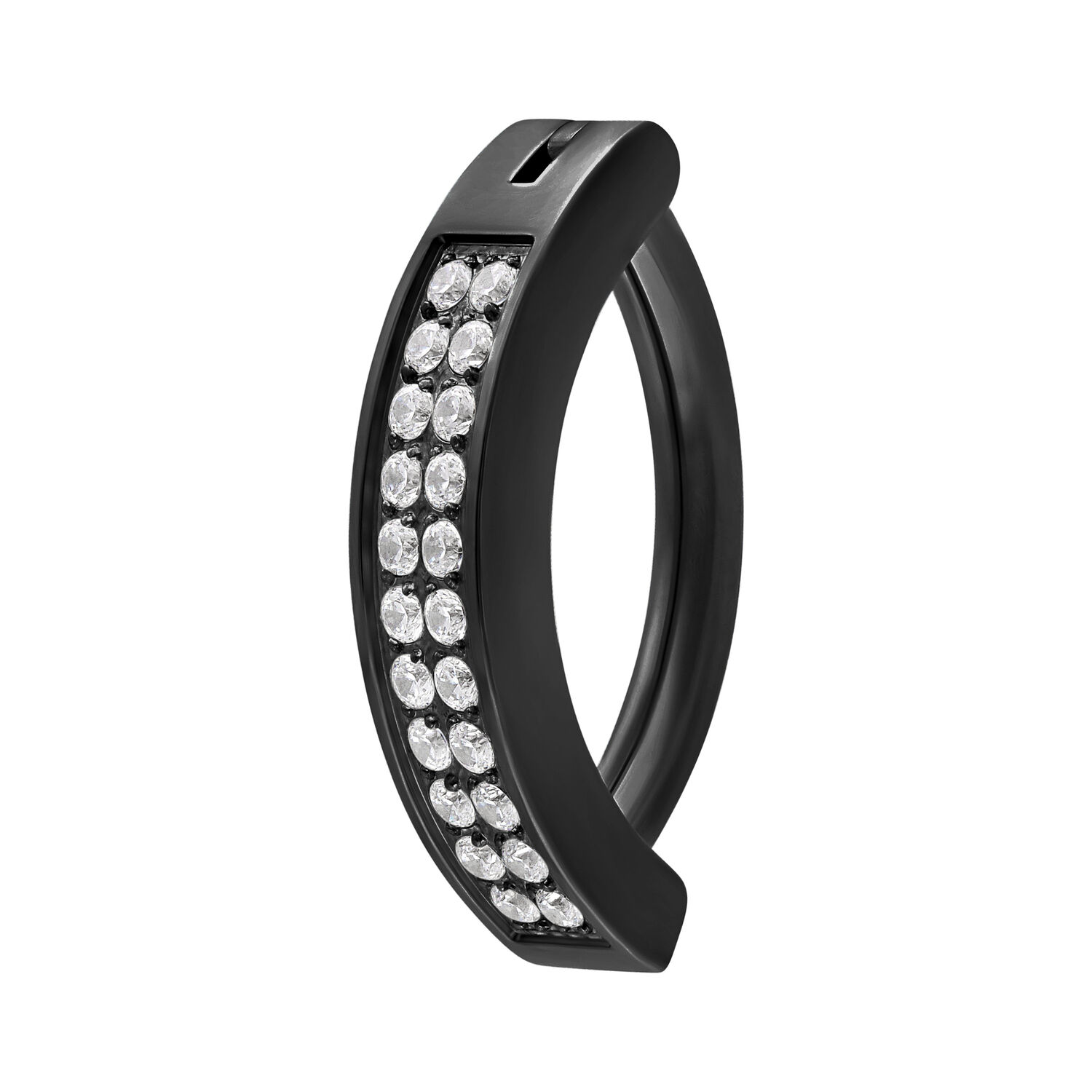 Double Crystal Arch Belly Clicker - Black Metal