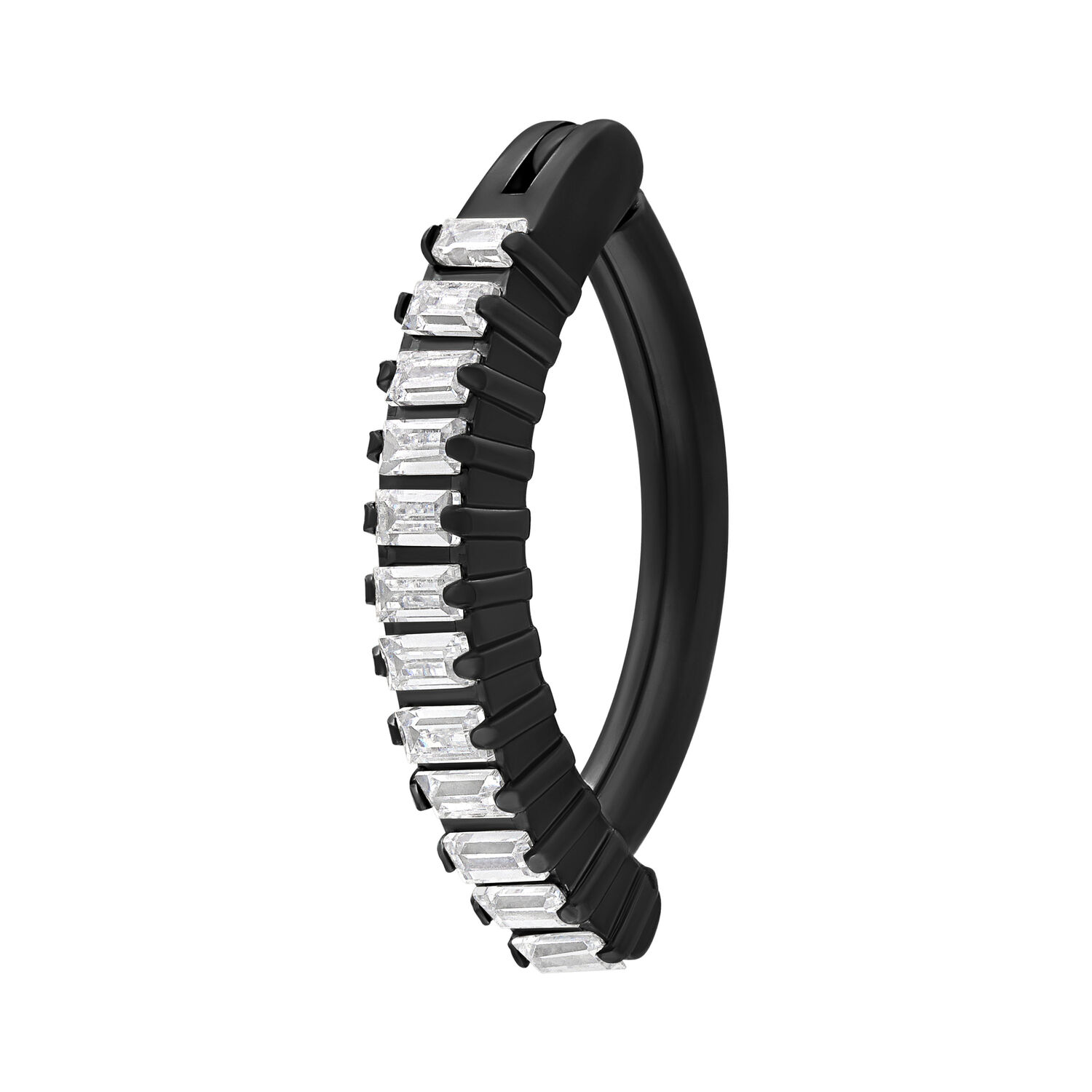 Square Crystal Belly Arch Clicker - Black Metal