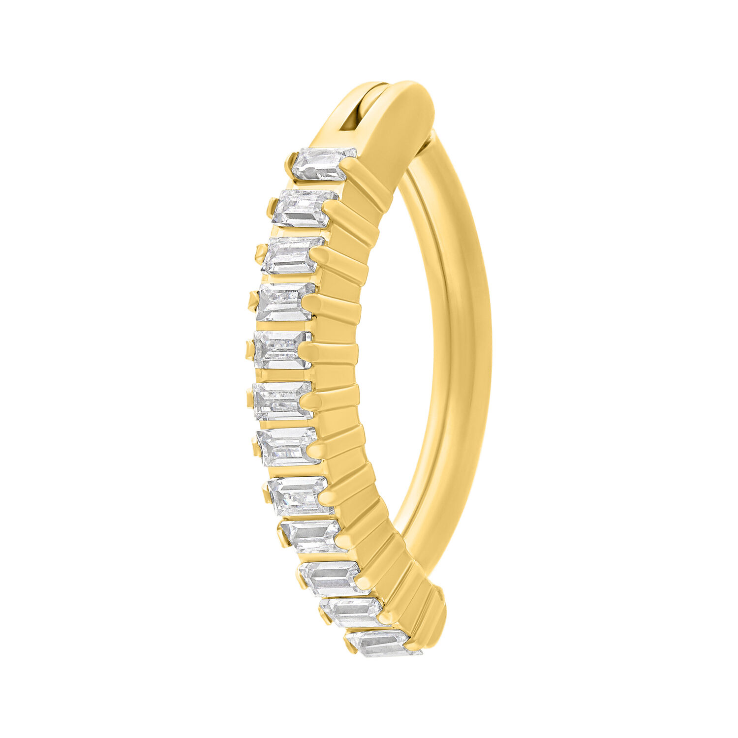 Square Crystal Belly Arch Clicker - Golden Metal