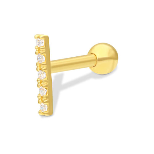18k Earbarbell Line of Five Crystals<!--5f4f90e5a660d-->