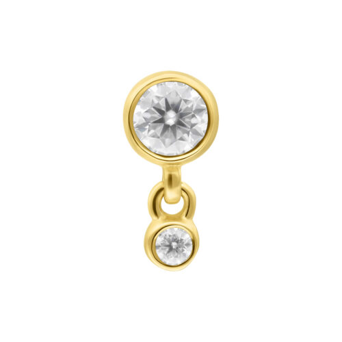 Terminale Perfect Fit Doppio Cristallo in Oro 14K