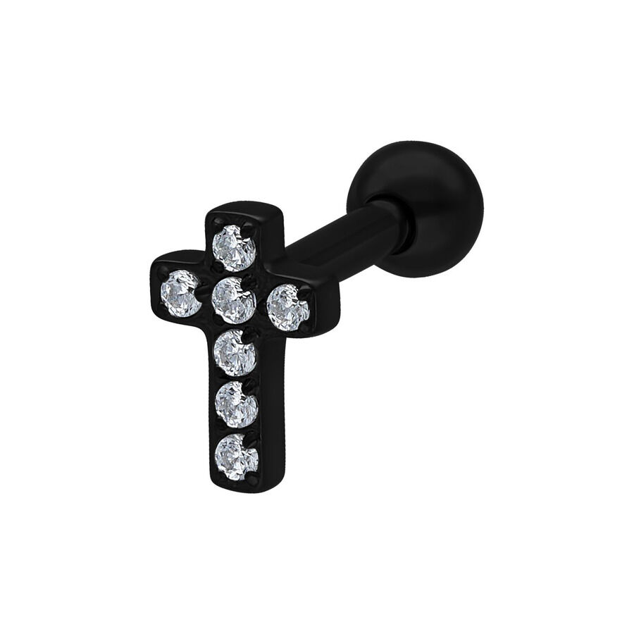 Crystal Cross Earbarbell - Black Metal