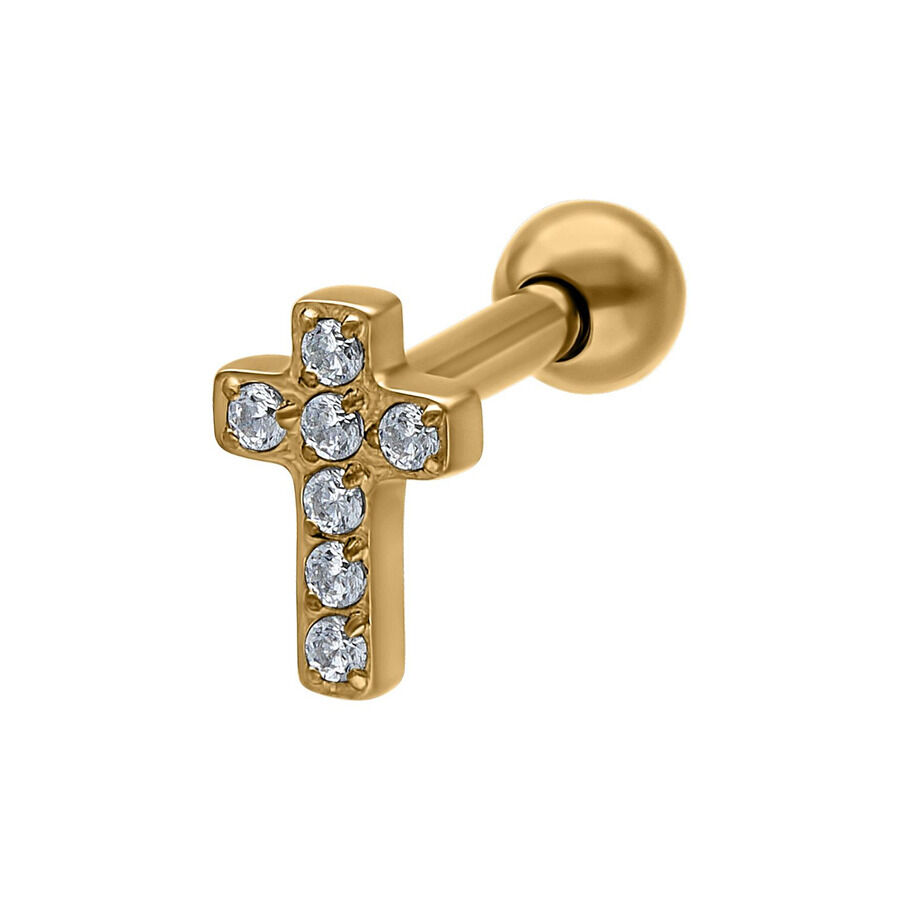 Crystal Cross Earbarbell - Golden Metal