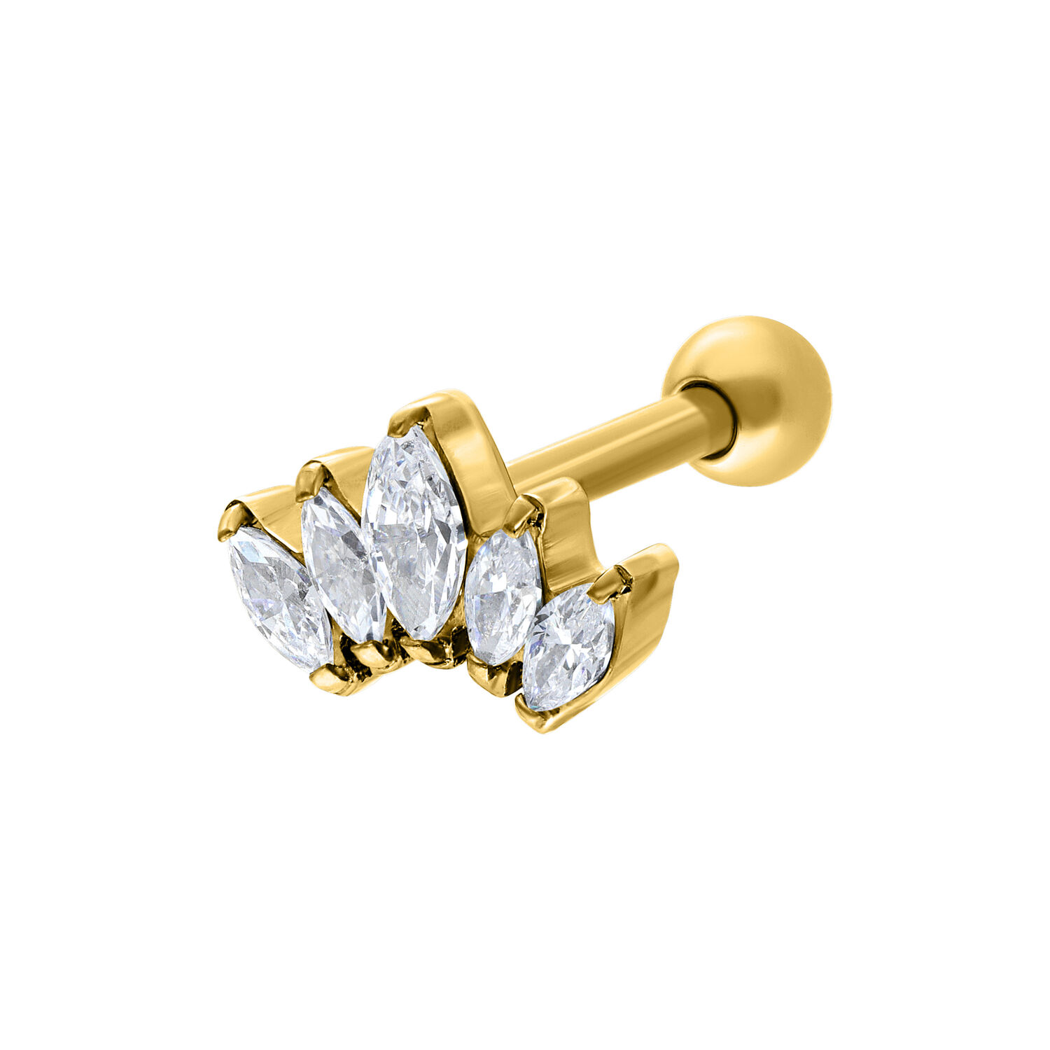 Crystal Lotus Flower Earbarbell - Golden Metal