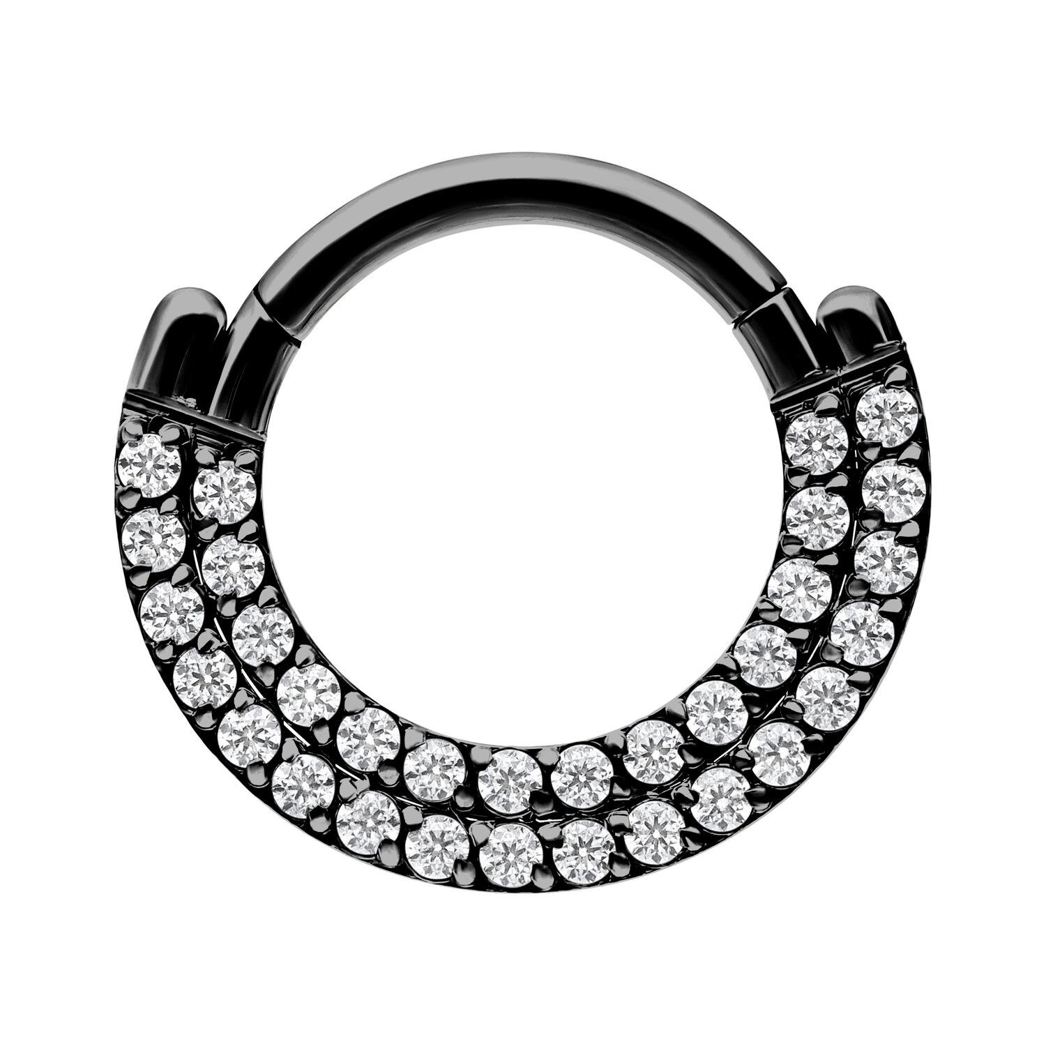 Double Crystal Row Clicker - Black Metal