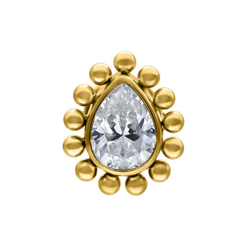 Push Fit Crystal Teardrop Attachment - Golden Metal