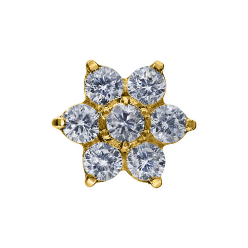 Push Fit Crystal Flower Attachment - Golden Metal