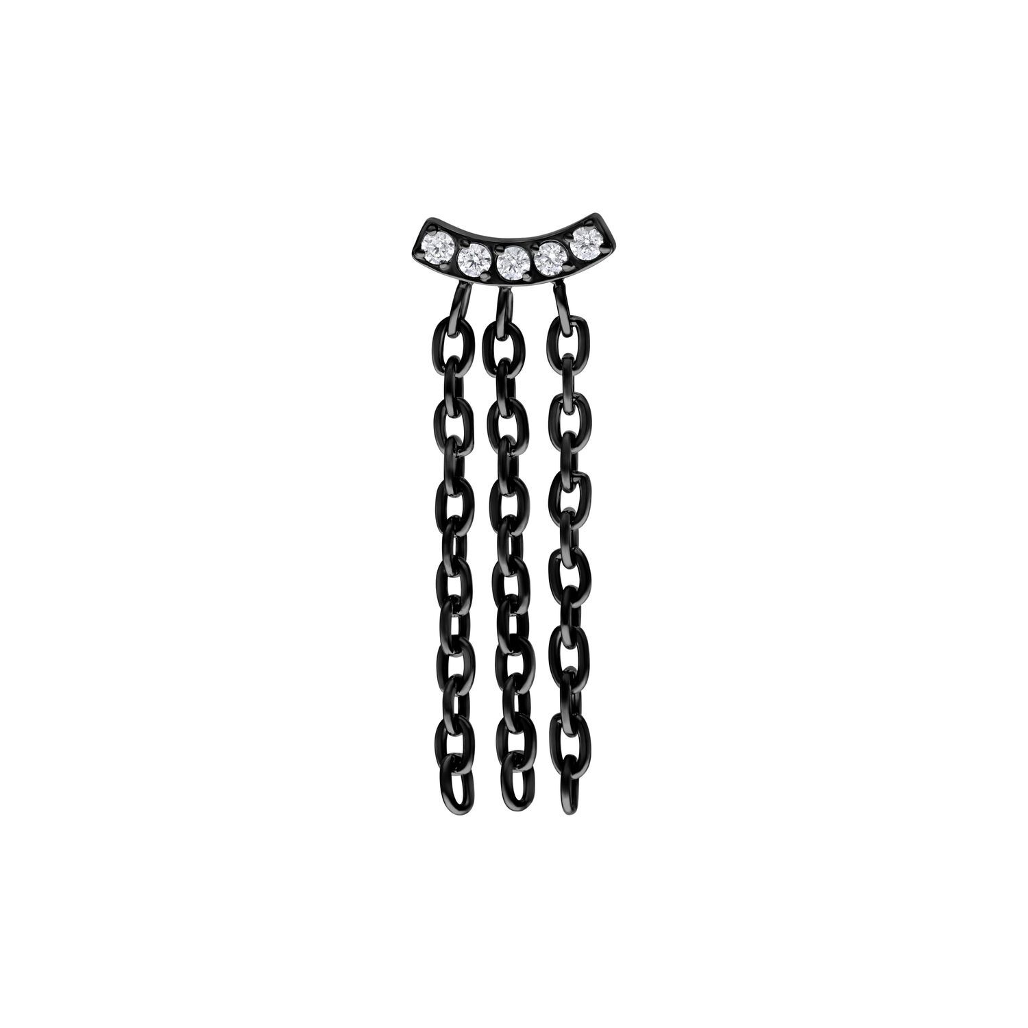 Push Fit Crystal Bar Chain Attachment - Black Metal