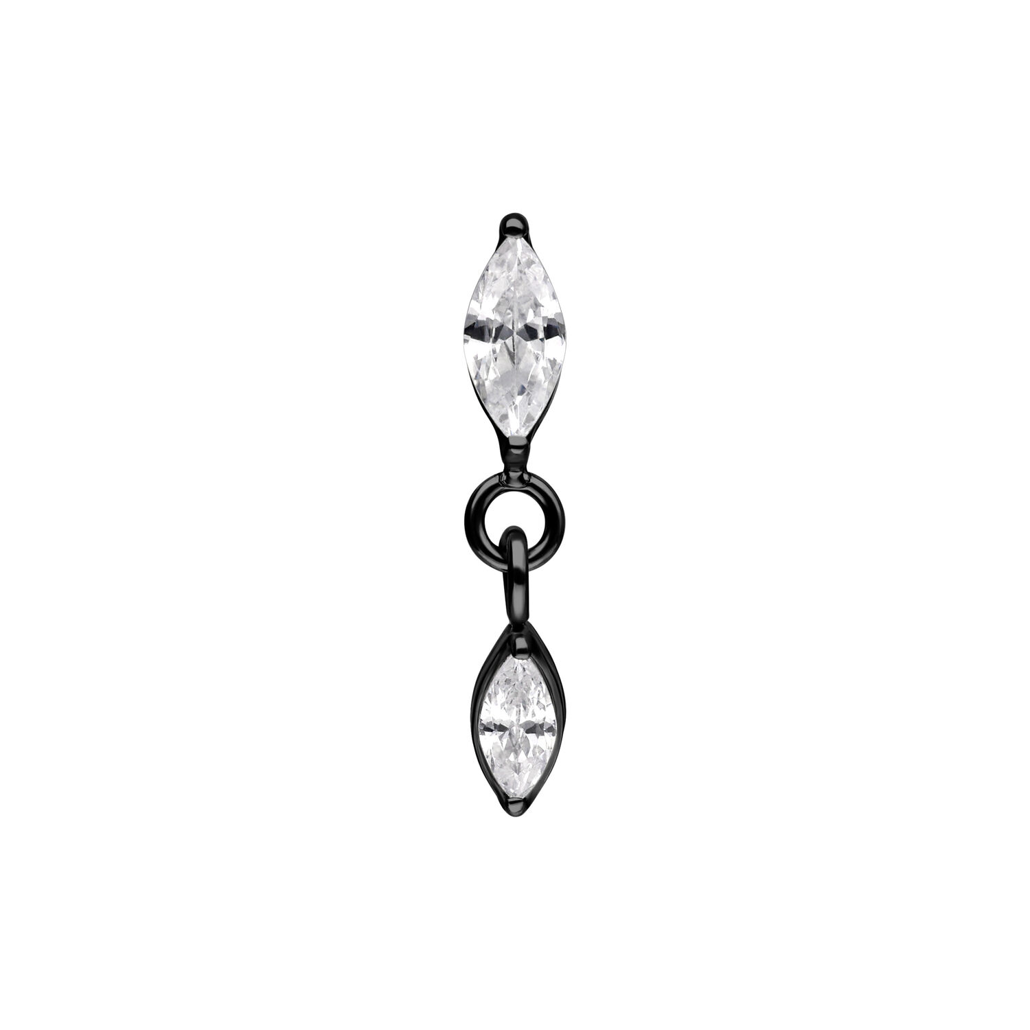 Push Fit Oval Crystal Drop Attachment - Black Metal