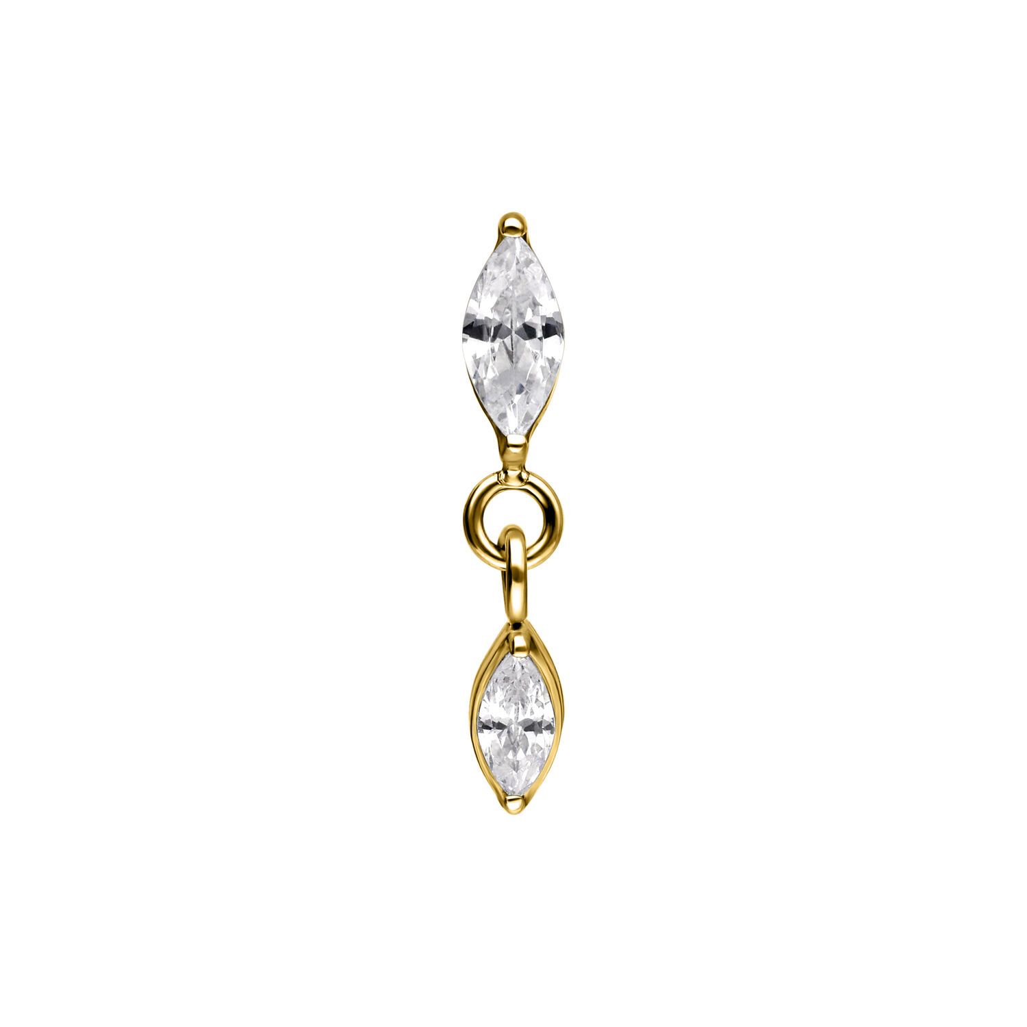 Push Fit Oval Crystal Drop Attachment - Golden Metal
