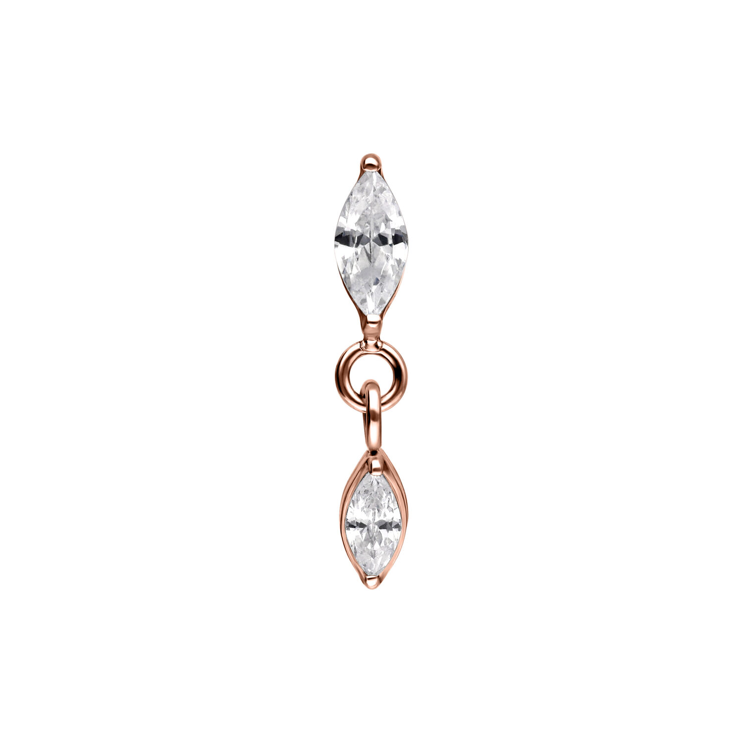 Push Fit Oval Crystal Drop Attachment - Rosegold