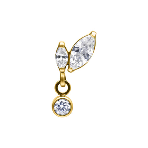 Push Fit Double Marquise with Drop Attachment - Golden Metal