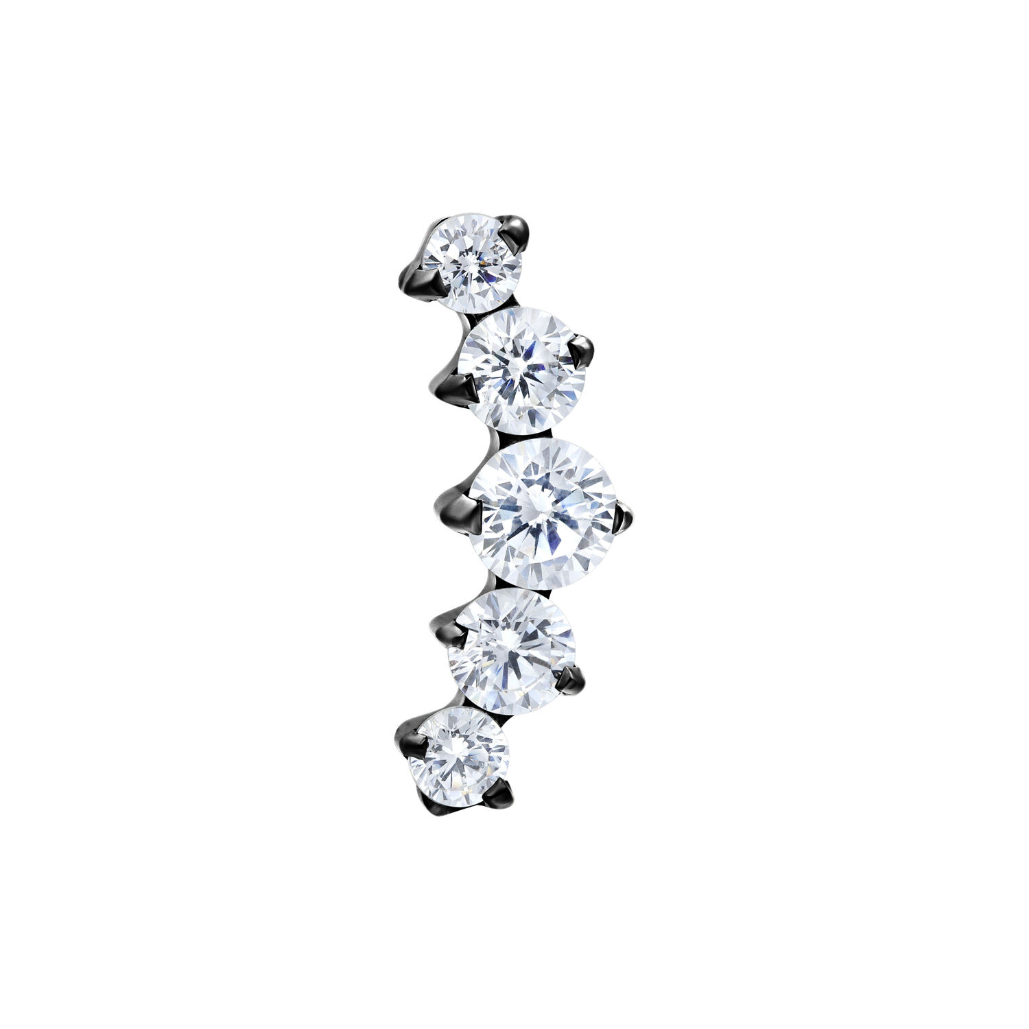 Push Fit Curved 5 Crystal Attachment - Black Metal
