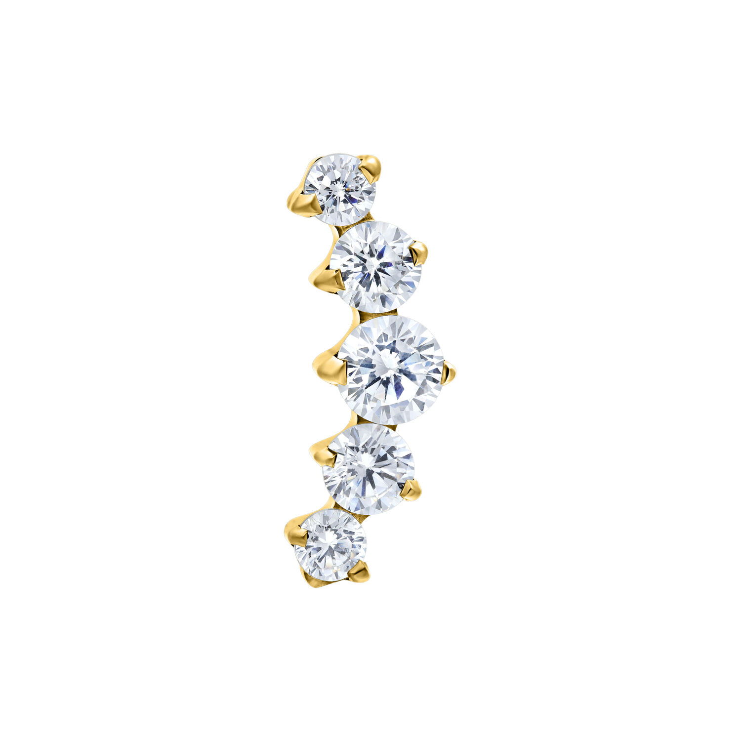 Push Fit Curved 5 Crystal Attachment - Golden Metal