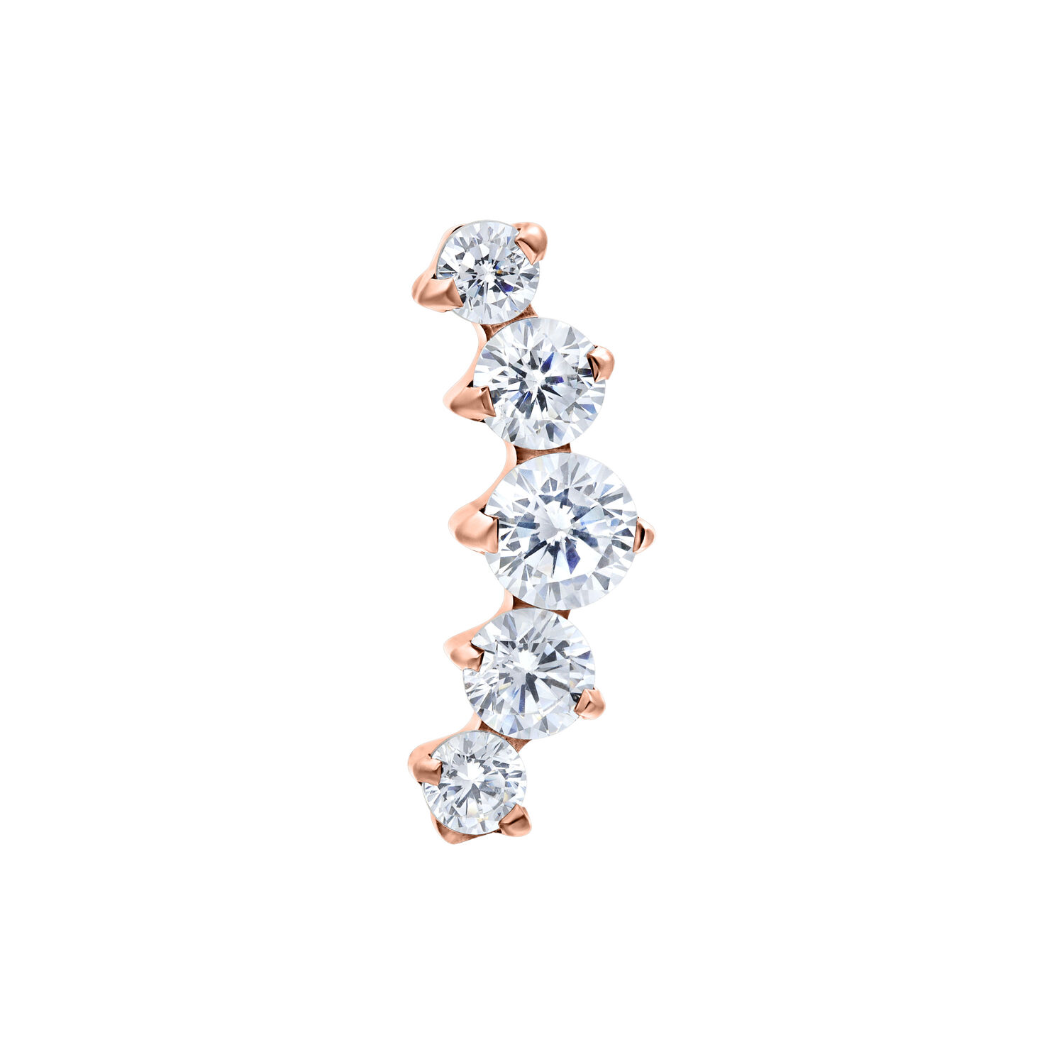 Push Fit Curved 5 Crystal Attachment - Rosegold
